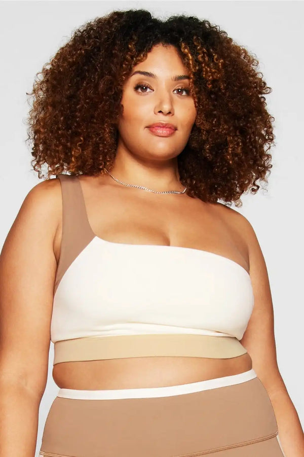 Color-Blocked Asymmetrical Low Impact Bra
