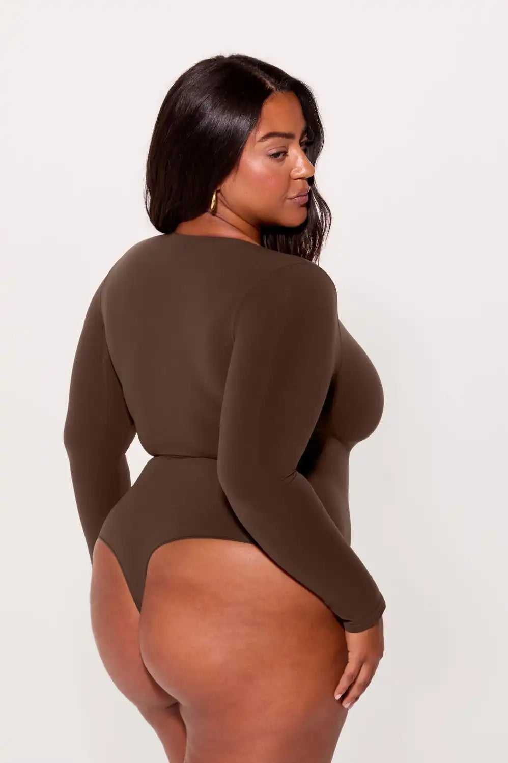 Nearly Naked Shapewear Plunge Long Sleeve Bodysuit