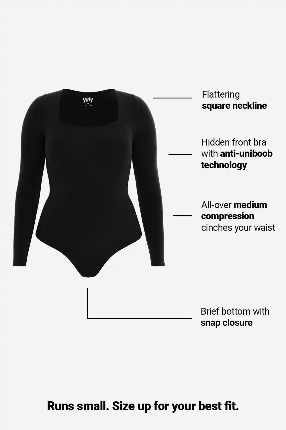 Nearly Naked Shapewear Square Neck Long Sleeve Bodysuit