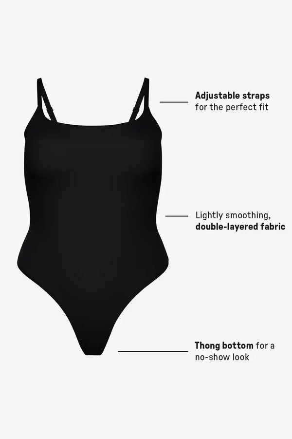 Snug Cotton Strappy Thong Bodysuit
