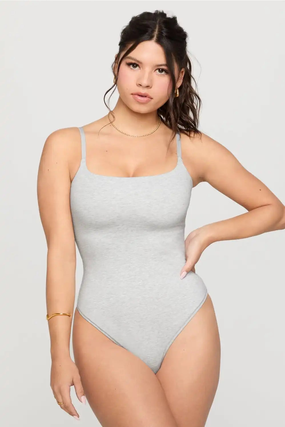Snug Cotton Strappy Thong Bodysuit