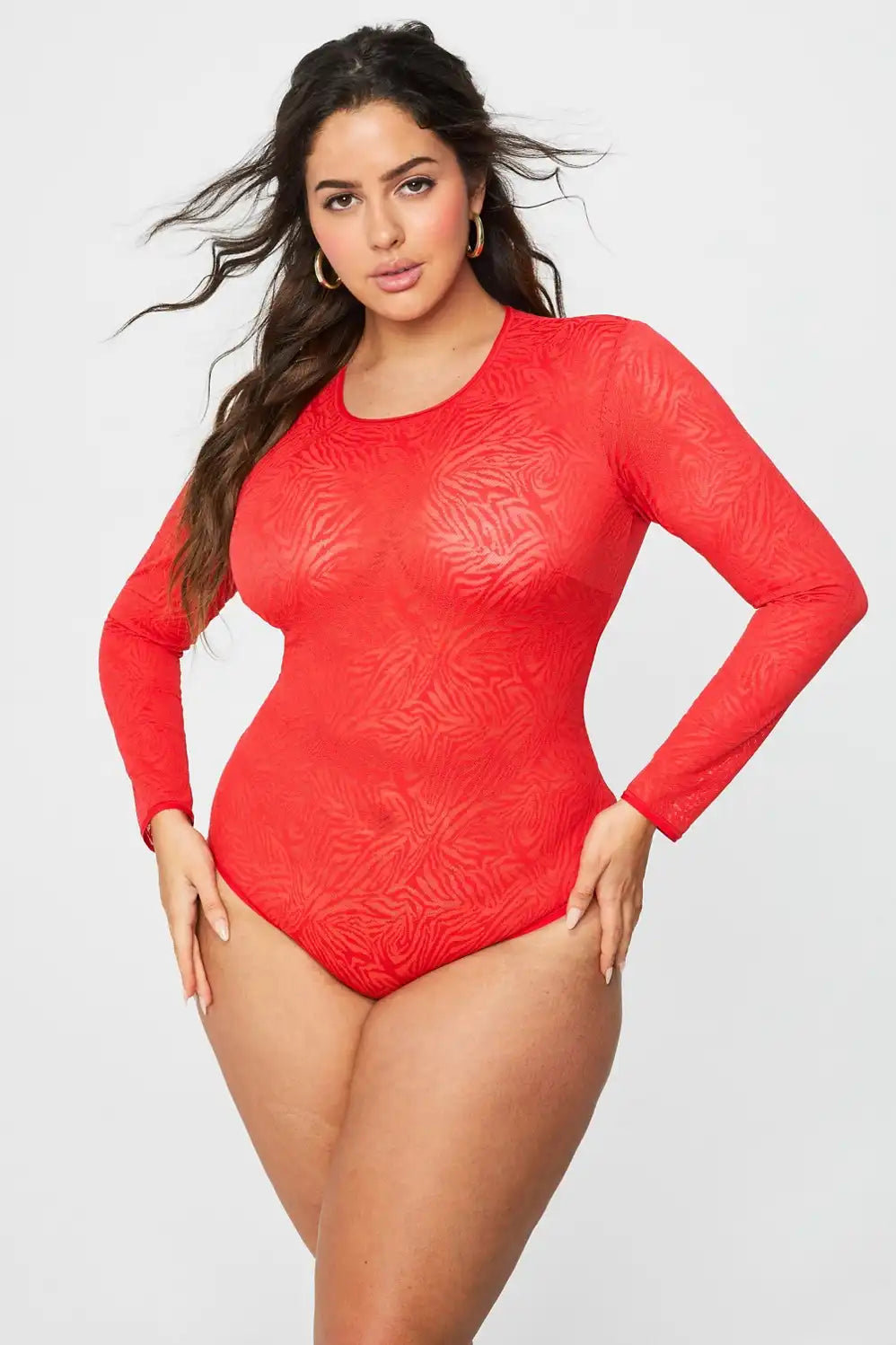 Hot Mesh Long Sleeve Bodysuit