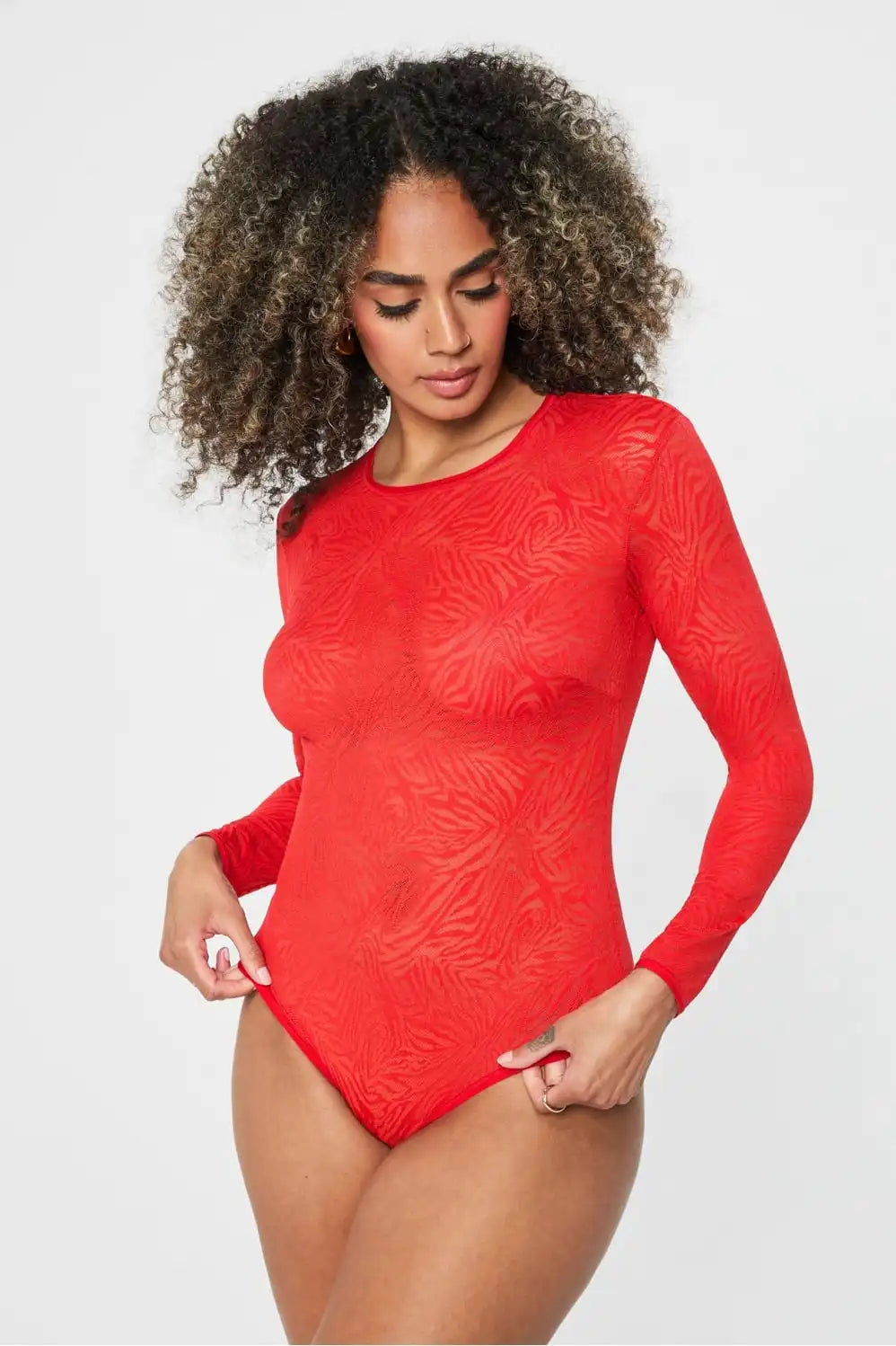 Hot Mesh Long Sleeve Bodysuit