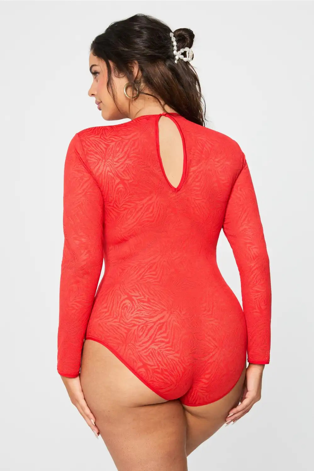 Hot Mesh Long Sleeve Bodysuit