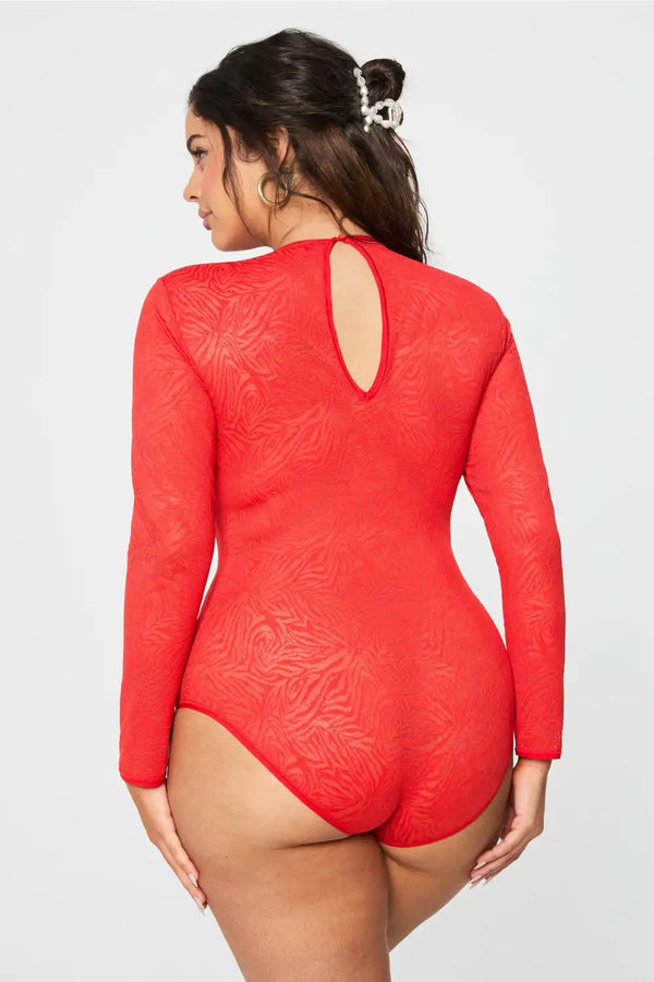 Hot Mesh Long Sleeve Bodysuit