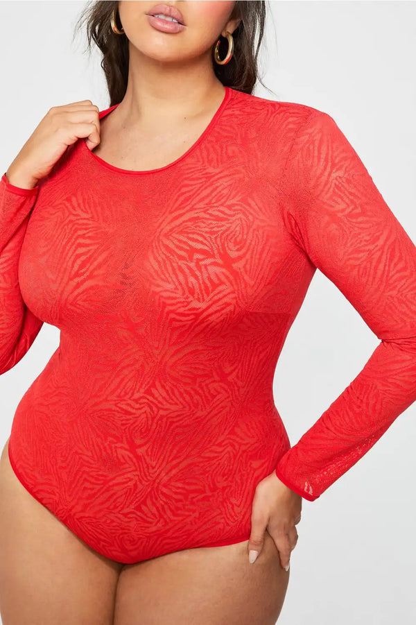 Hot Mesh Long Sleeve Bodysuit