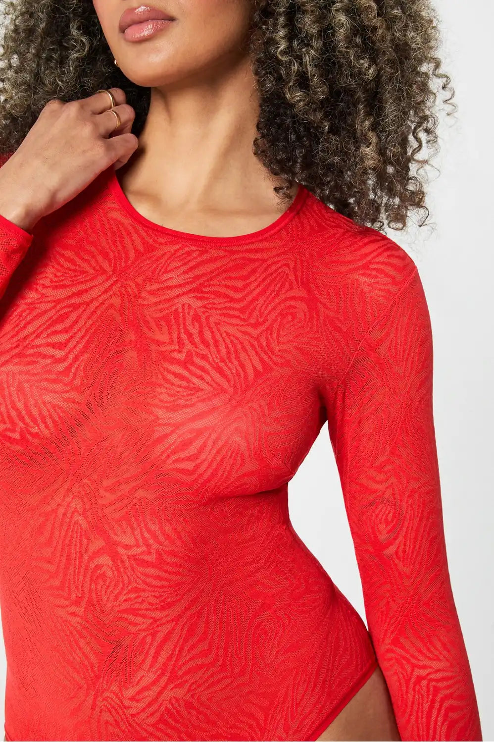 Hot Mesh Long Sleeve Bodysuit