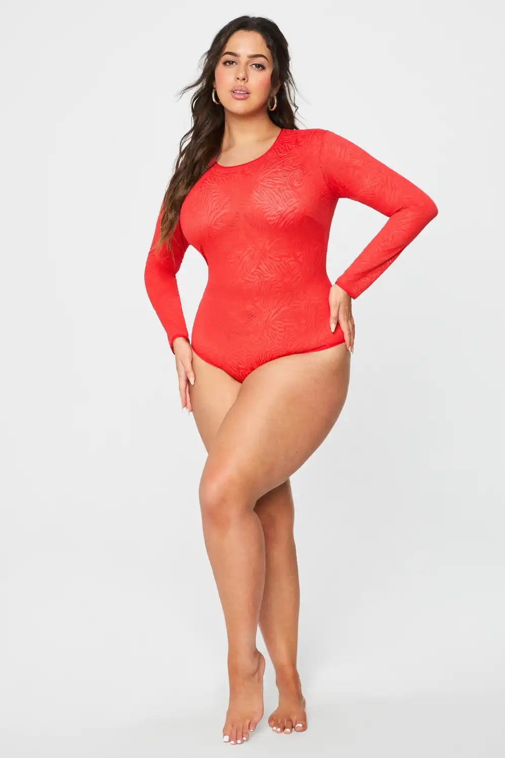 Hot Mesh Long Sleeve Bodysuit