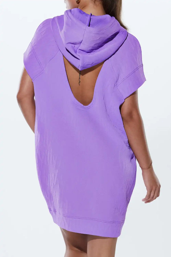 Major Label Backless Hoodie Dress