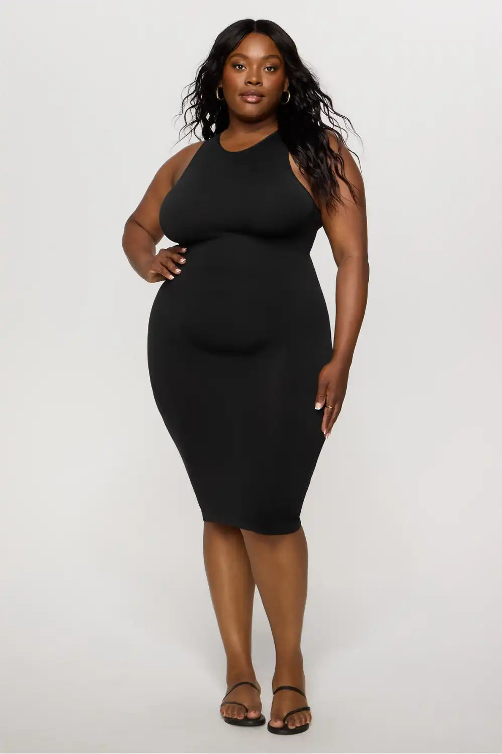 Smooth As Hell Shaping High Neck Midi Dress