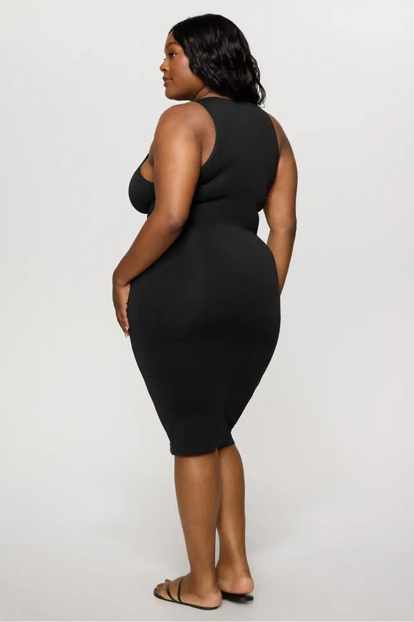 Smooth As Hell Shaping High Neck Midi Dress