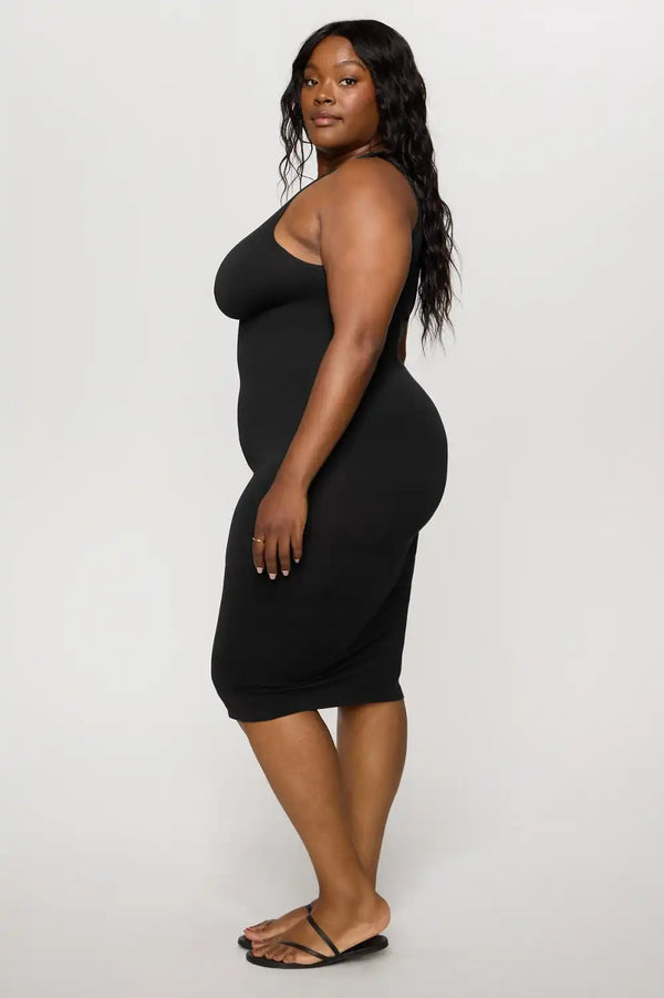 Smooth As Hell Shaping High Neck Midi Dress