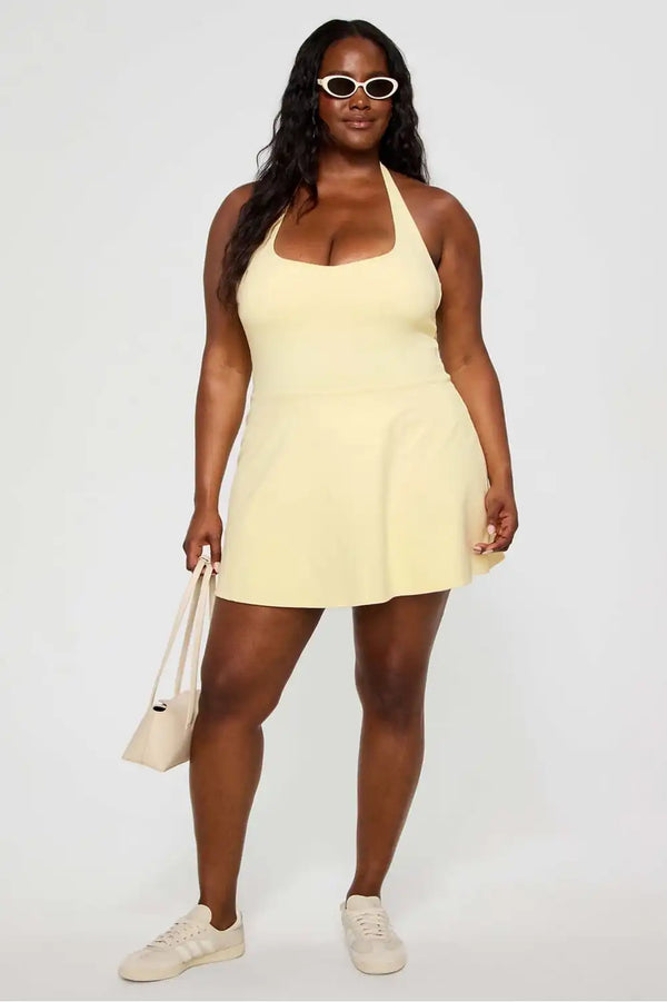PureLuxe Halter Mini Dress