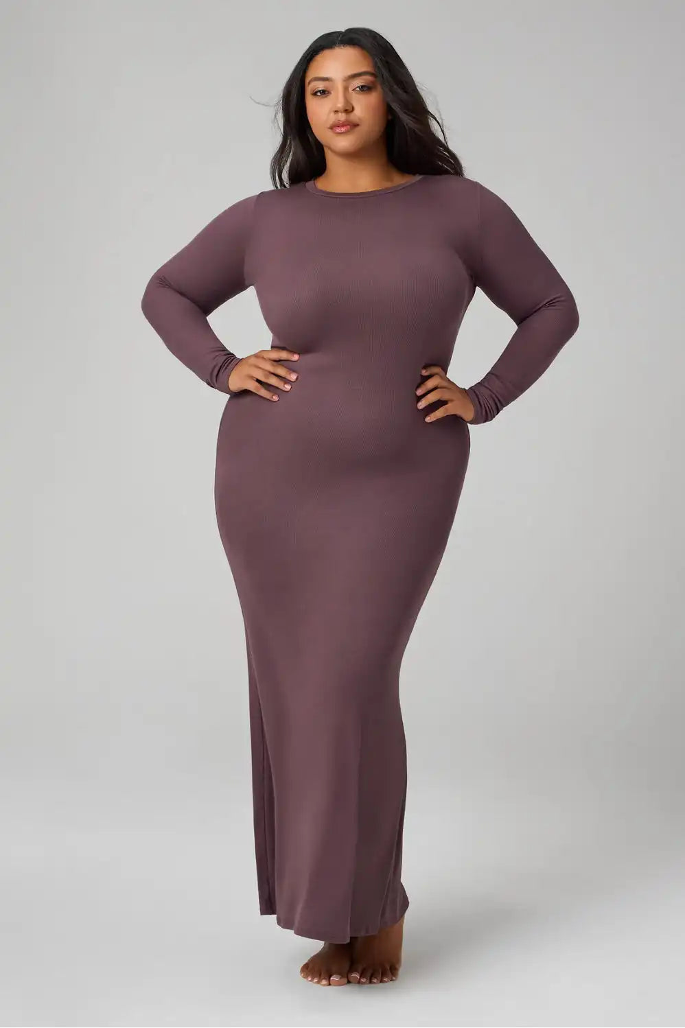 Soft Rib Long Sleeve Maxi Dress