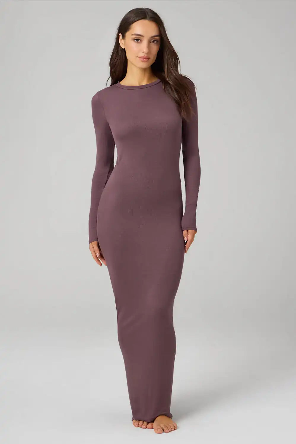 Soft Rib Long Sleeve Maxi Dress