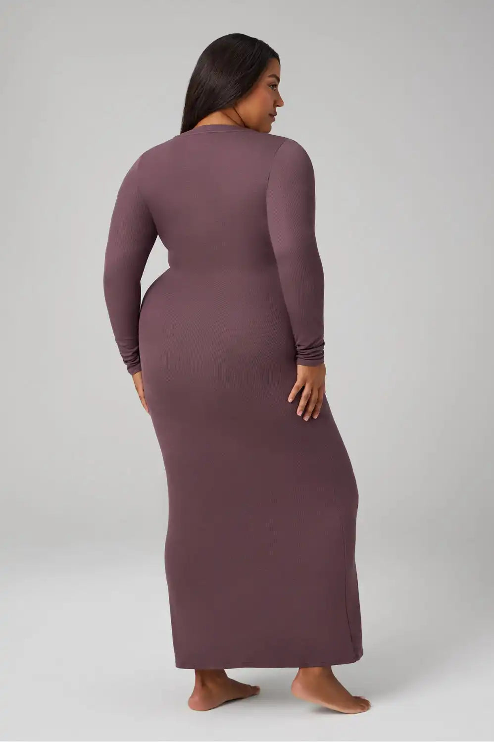 Soft Rib Long Sleeve Maxi Dress