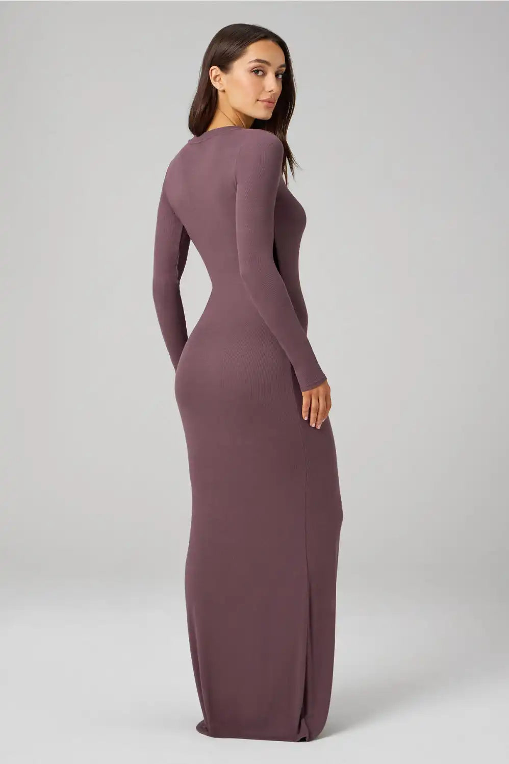 Soft Rib Long Sleeve Maxi Dress