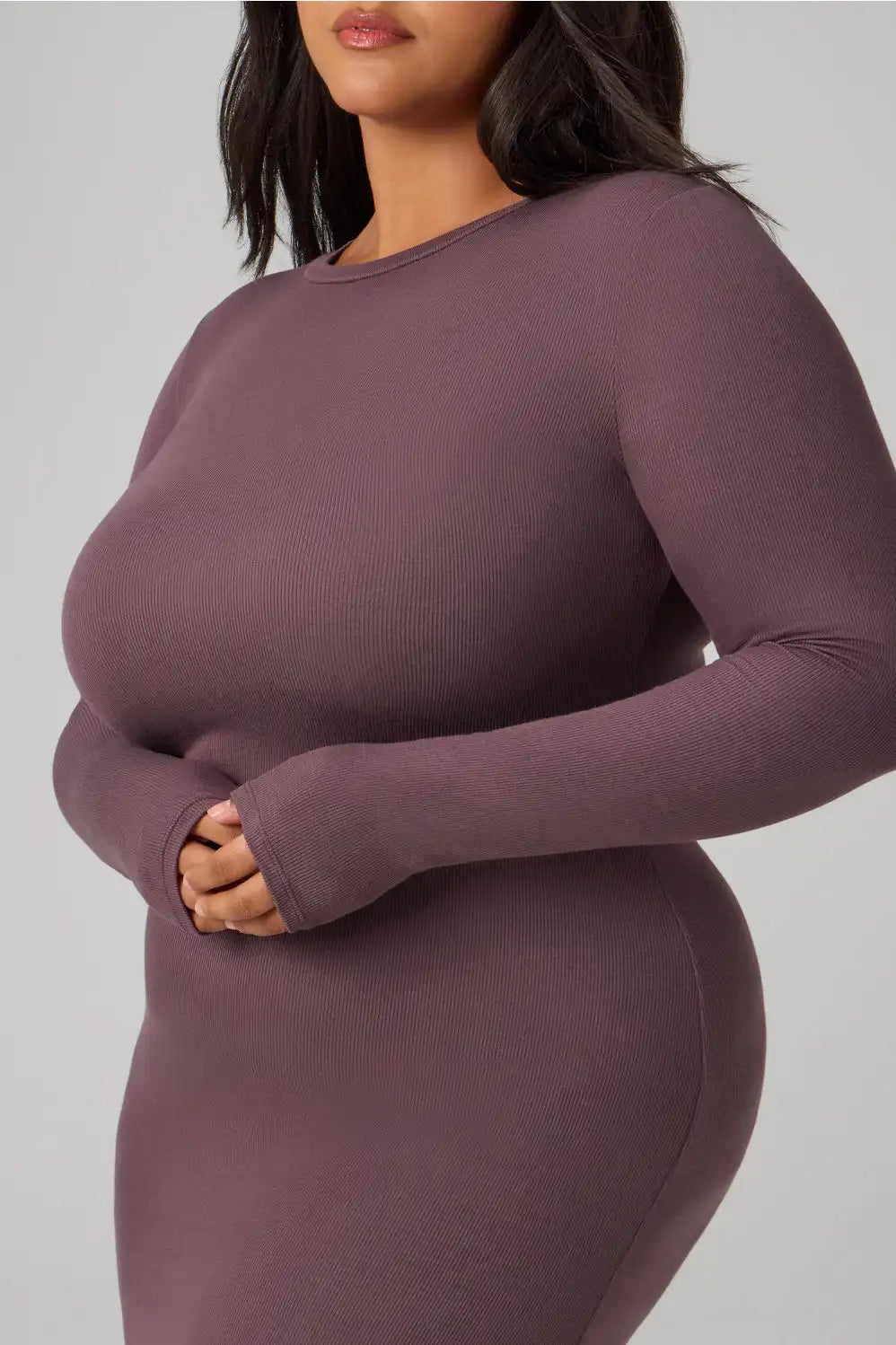 Soft Rib Long Sleeve Maxi Dress