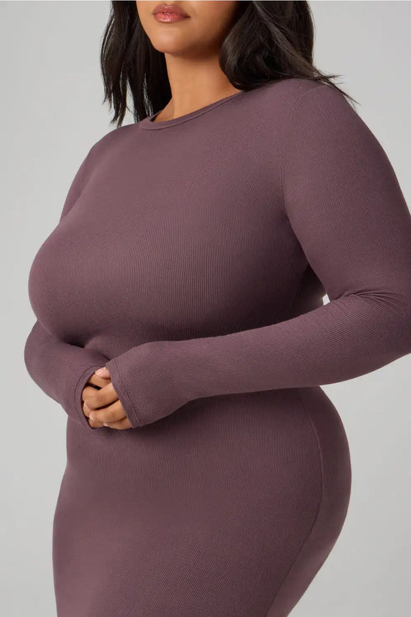 Soft Rib Long Sleeve Maxi Dress
