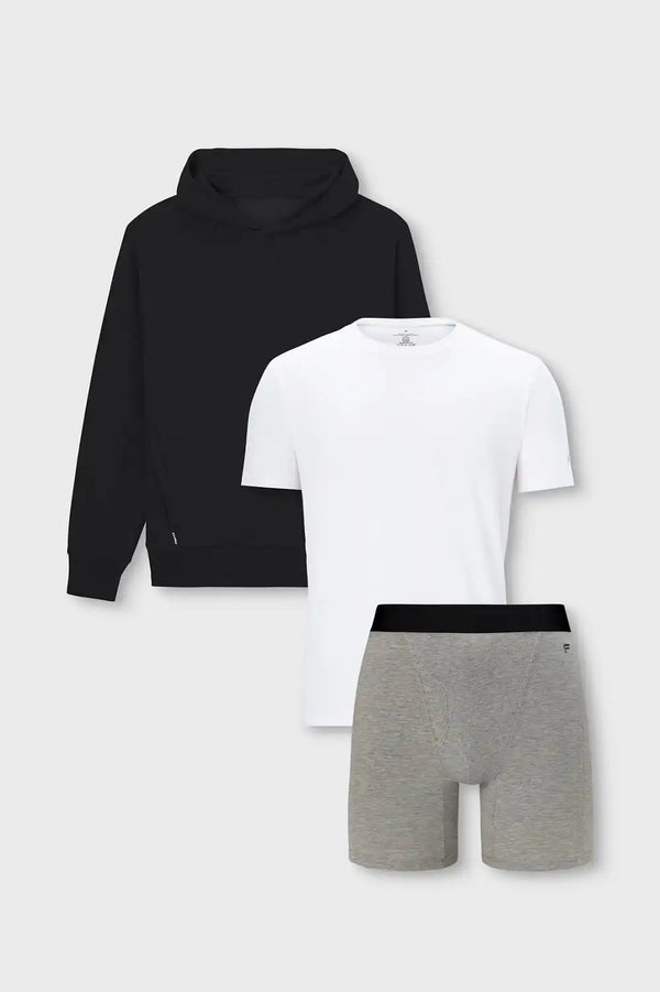 The 24-7 Boxer Brief + 24-7 Tee & Year Round Terry Hoodie 3-Piece Outfit
