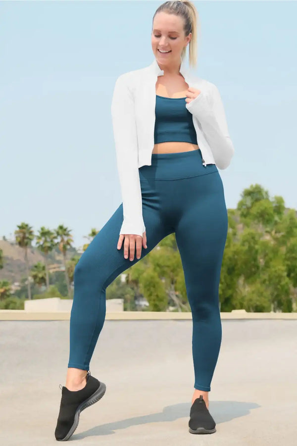 Luciana Rib Seamless Long-Sleeve Zip Up