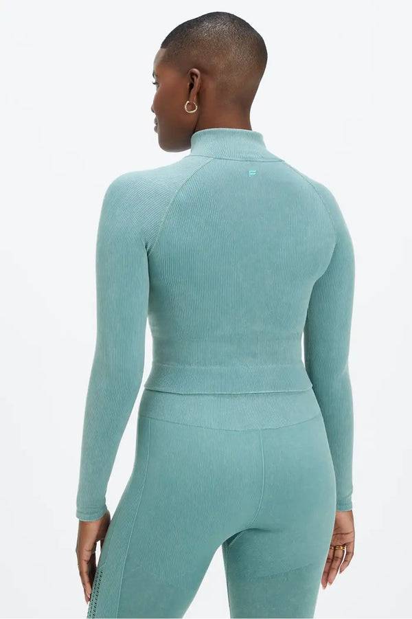 Cropped Seamless Rib Full-Zip