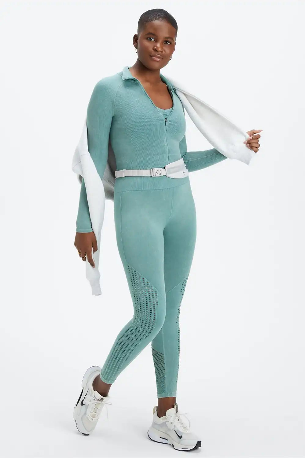Cropped Seamless Rib Full-Zip