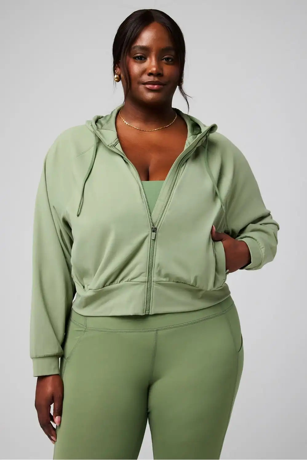 Cold Weather Full-Zip Cropped Hoodie