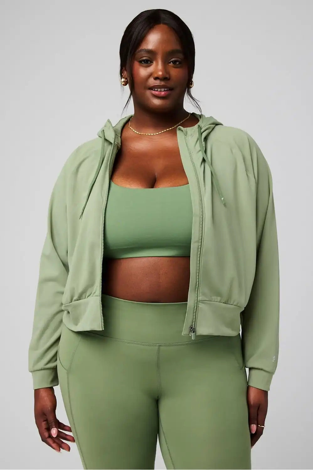 Cold Weather Full-Zip Cropped Hoodie