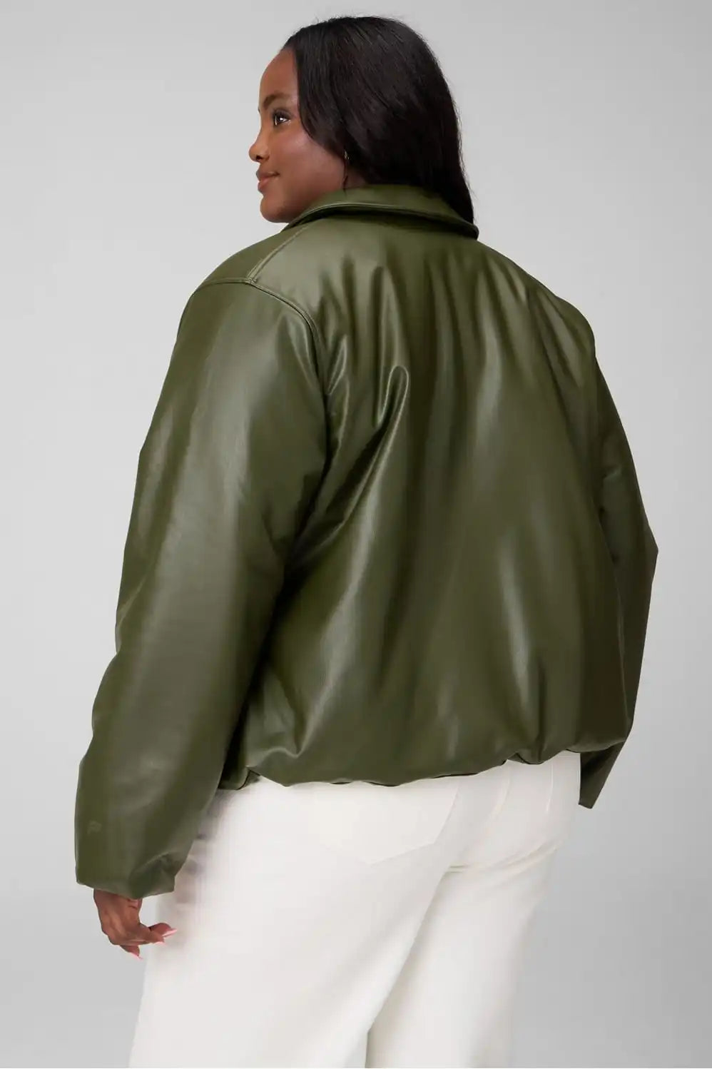 Faux Leather Padded Bomber Jacket