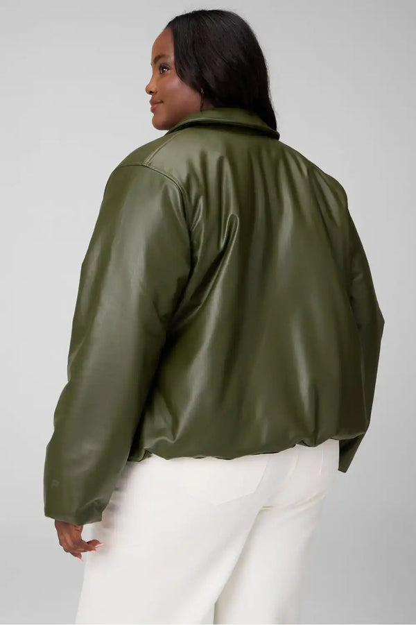 Faux Leather Padded Bomber Jacket
