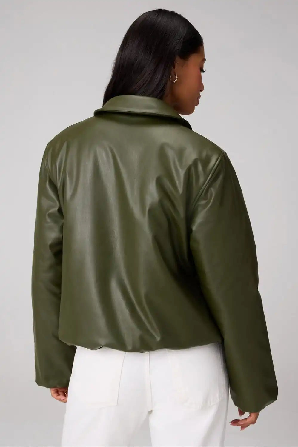 Faux Leather Padded Bomber Jacket Secondary image
