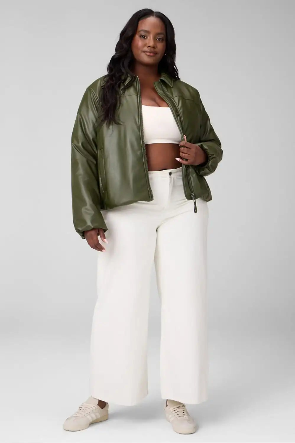 Faux Leather Padded Bomber Jacket