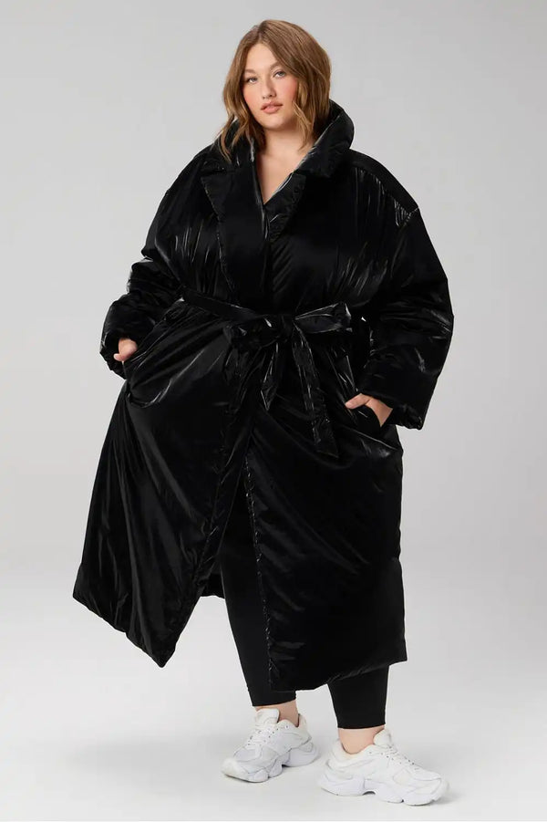 Belted Shine Insulated Long Coat