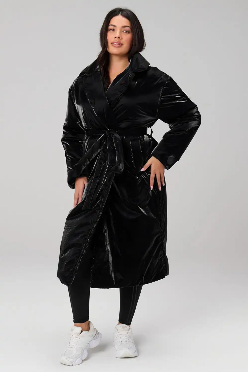 Belted Shine Insulated Long Coat Main image