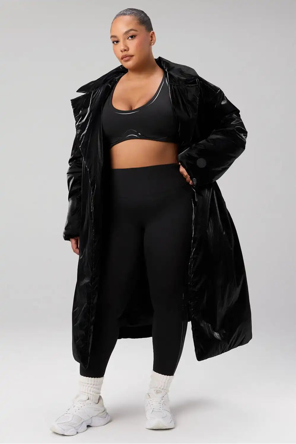 Belted Shine Insulated Long Coat