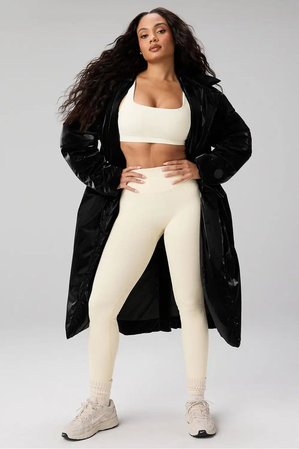 Belted Shine Insulated Long Coat