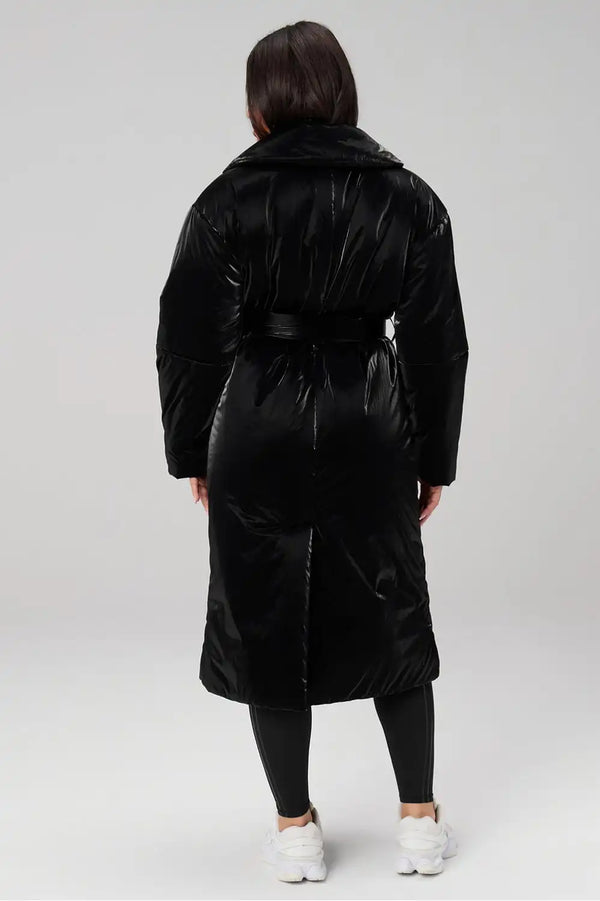 Belted Shine Insulated Long Coat