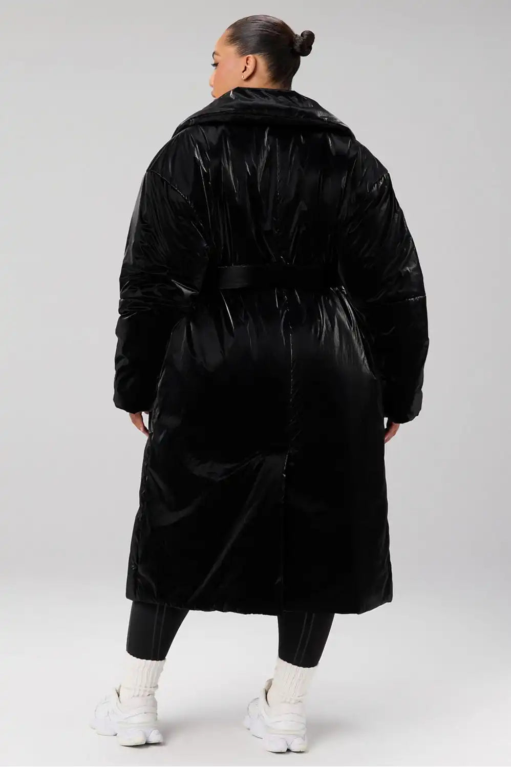 Belted Shine Insulated Long Coat