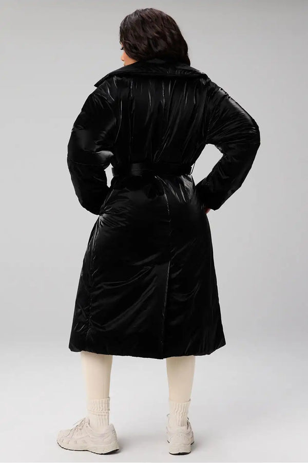 Belted Shine Insulated Long Coat