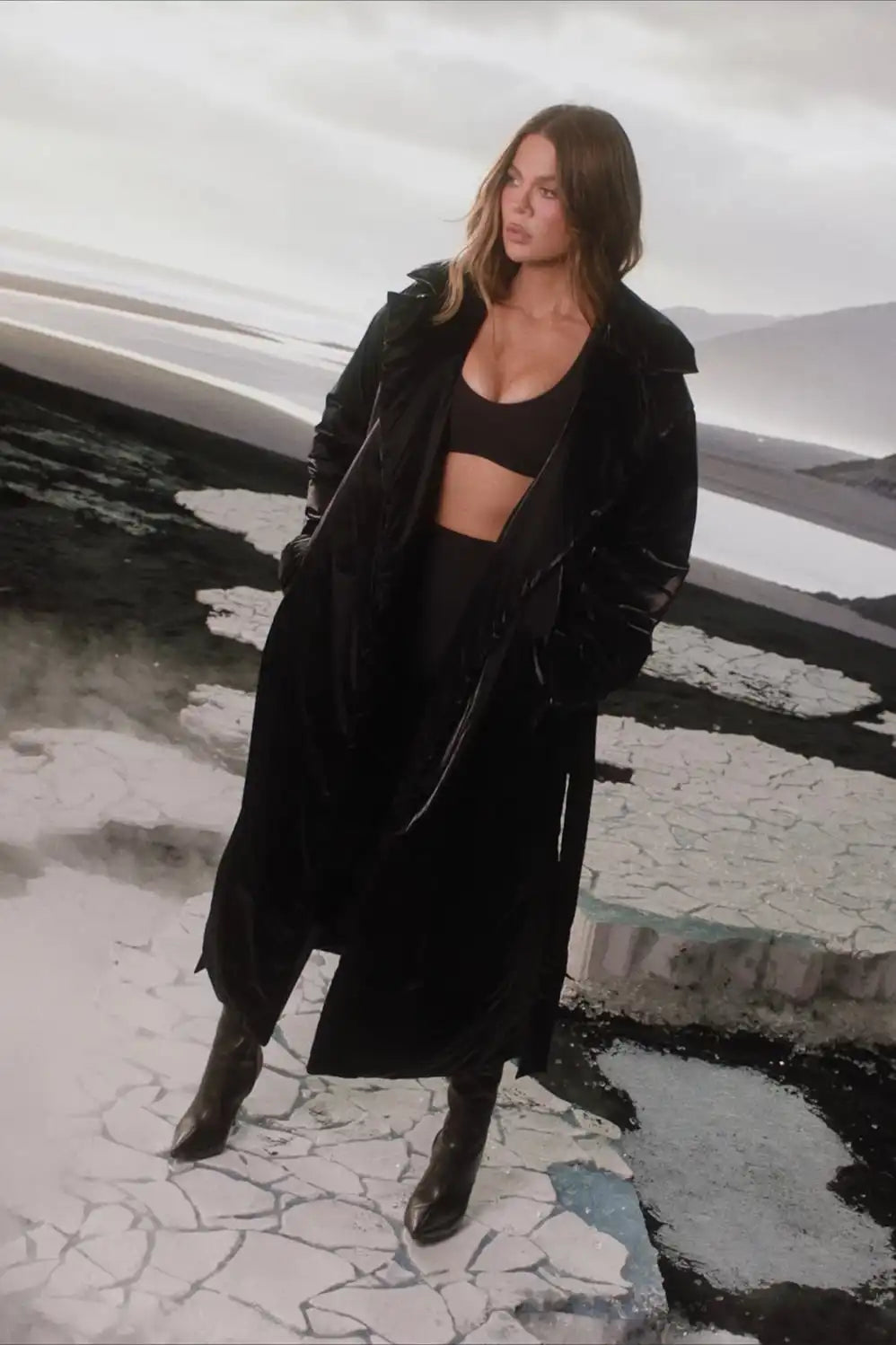 Belted Shine Insulated Long Coat