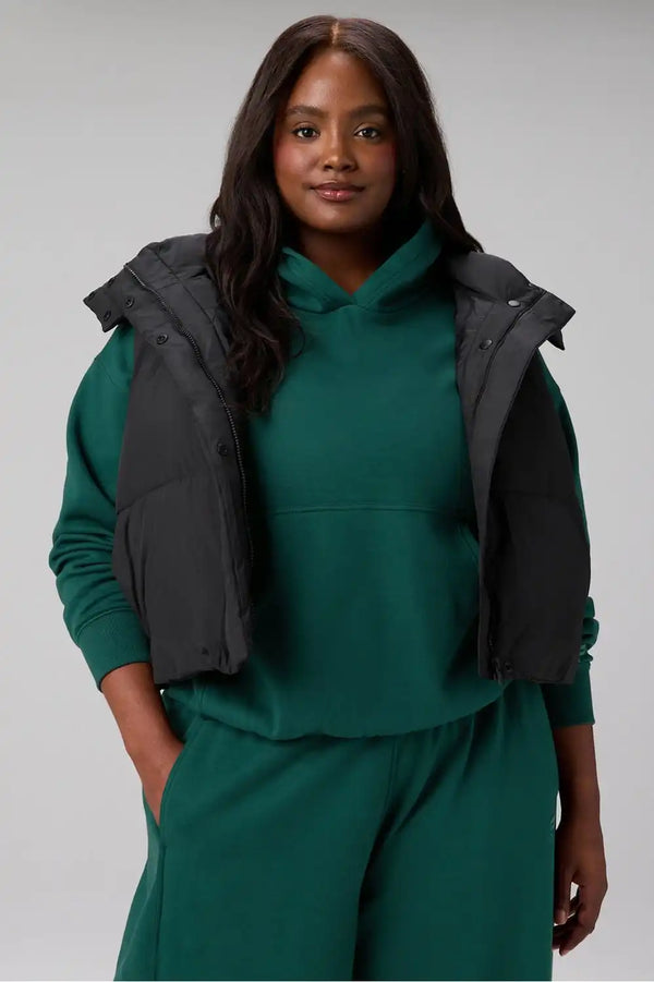 Essential Cropped Hooded Puffer Vest