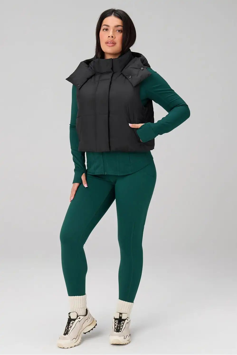 Essential Cropped Hooded Puffer Vest