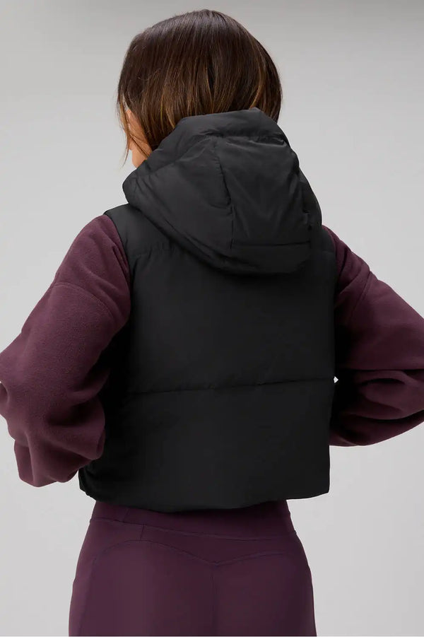 Essential Cropped Hooded Puffer Vest