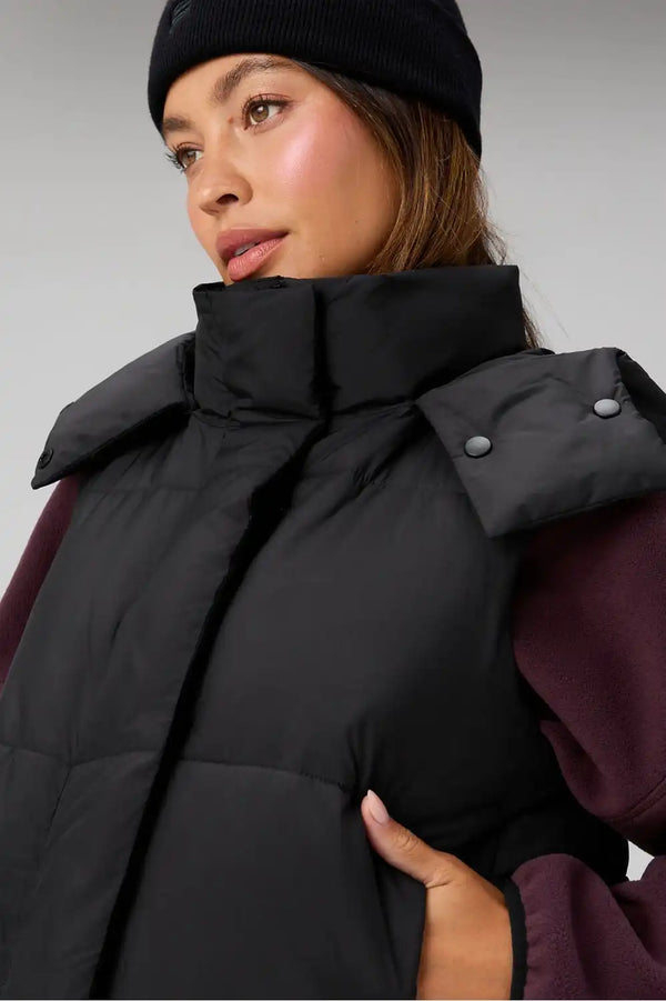 Essential Cropped Hooded Puffer Vest