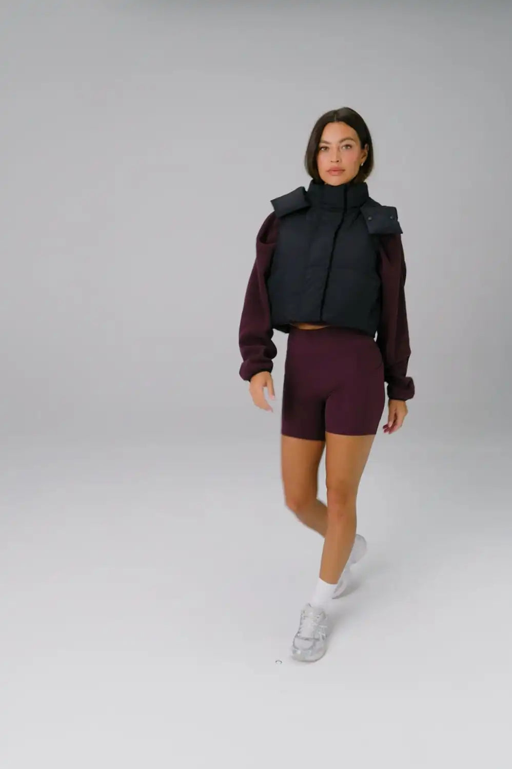 Essential Cropped Hooded Puffer Vest
