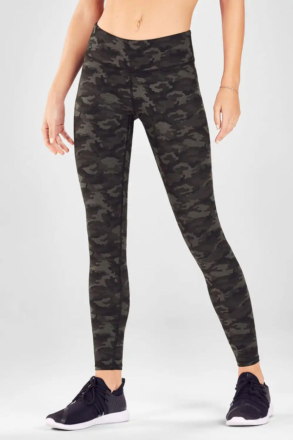 Mid-Rise Printed Heathered Legging