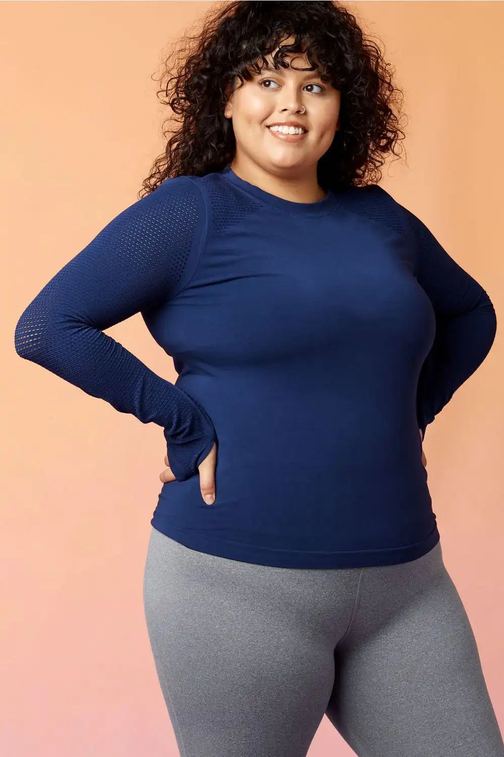 Kathie Ruched Back Long-Sleeve Top