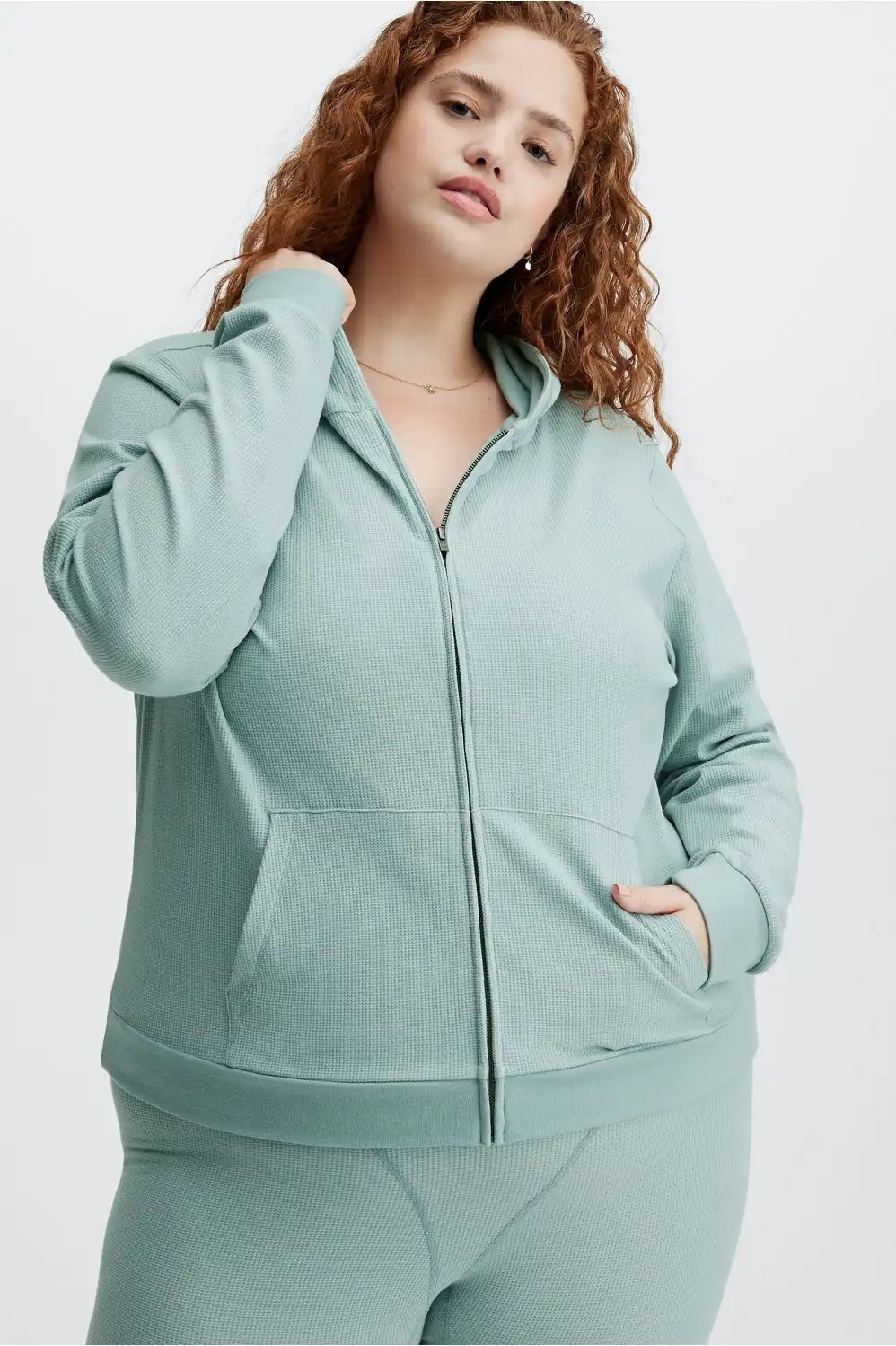 Zip-Up Waffle Hoodie