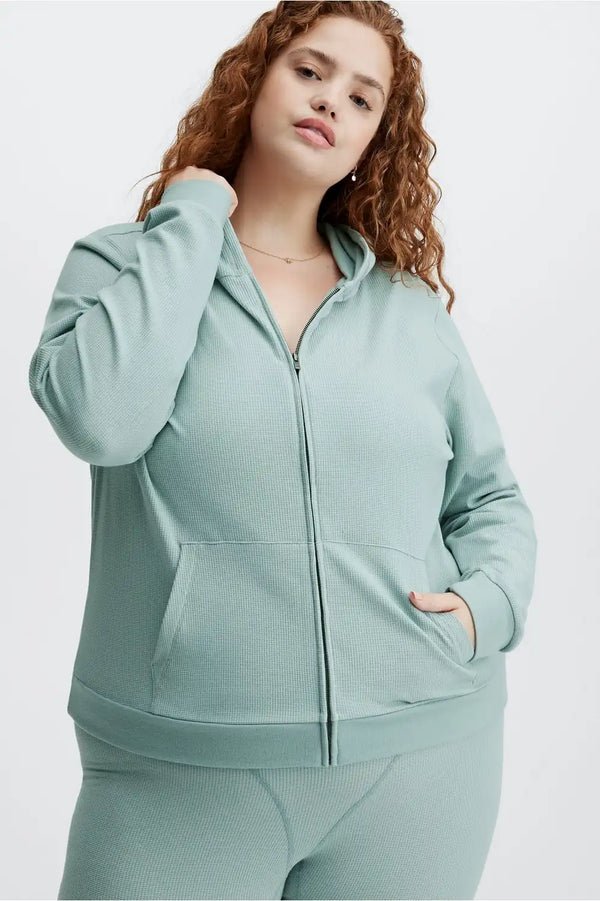 Zip-Up Waffle Hoodie